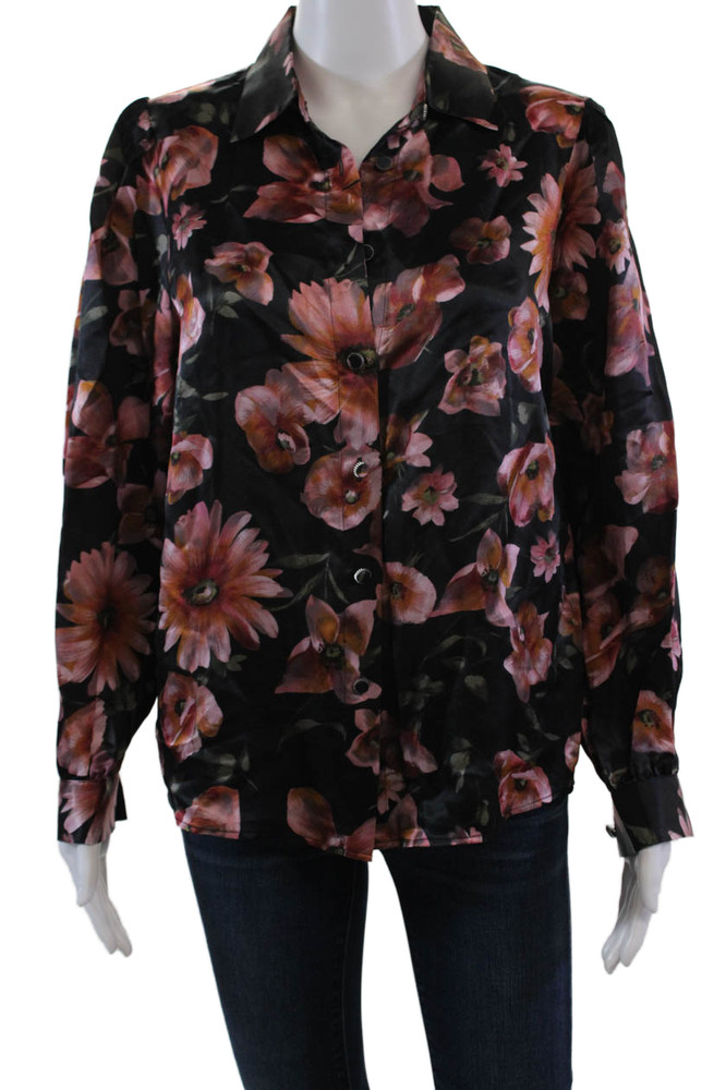 The Kooples Womens Floral Print Collared Long Sleeve Blouse Black Size SFree Shipping in US $100+ Orders | $6.95 Orders Below