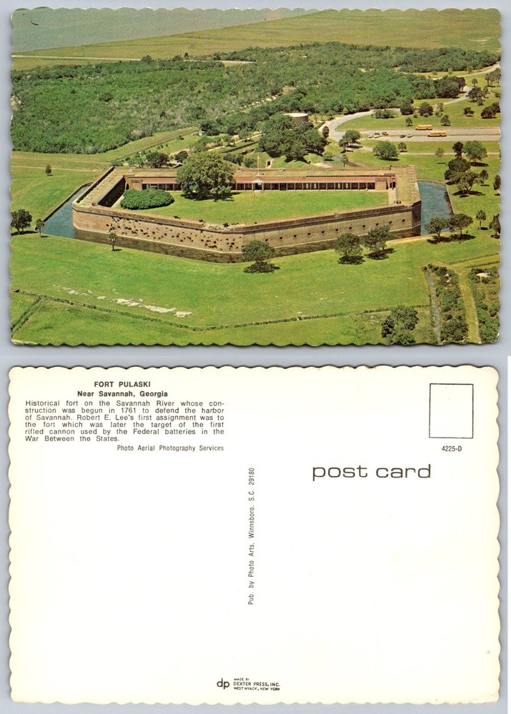 Vintage Fort Pulaski Savannah GA Aerial View Historic Civil War Fort Postcard