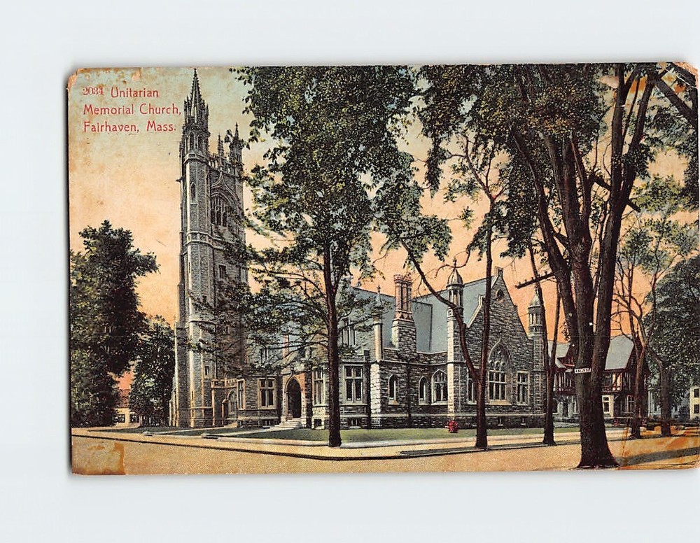 Postcard Unitarian Memorial Church Fairhaven Massachusetts USA