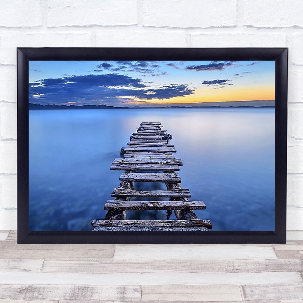 Pier Seascape Zadar Croatia Milky Smooth Ladder Wall Art Print