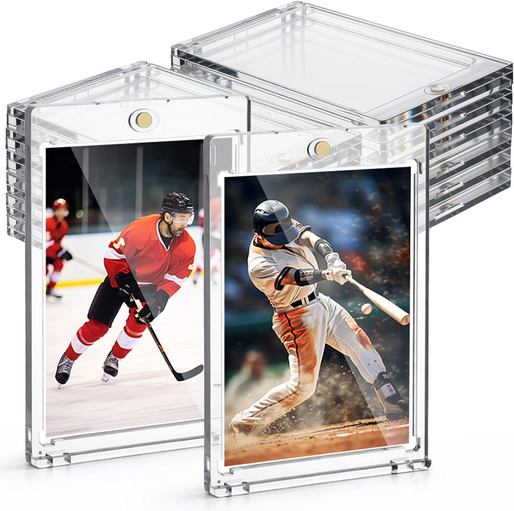 100 Pt Magnetic Card Holders, 30Ct One Card Touch Holder Clear Protectors Plasti