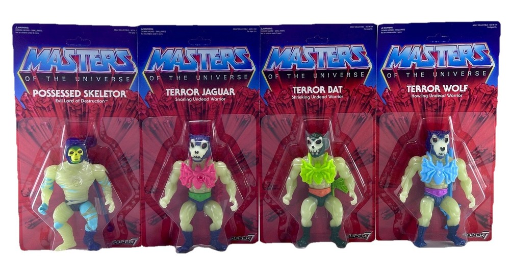 THREE TERRORS POSSESSED SKELETOR MASTERS OF THE UNIVERSE MOTU SUPER7 SDCC GITD