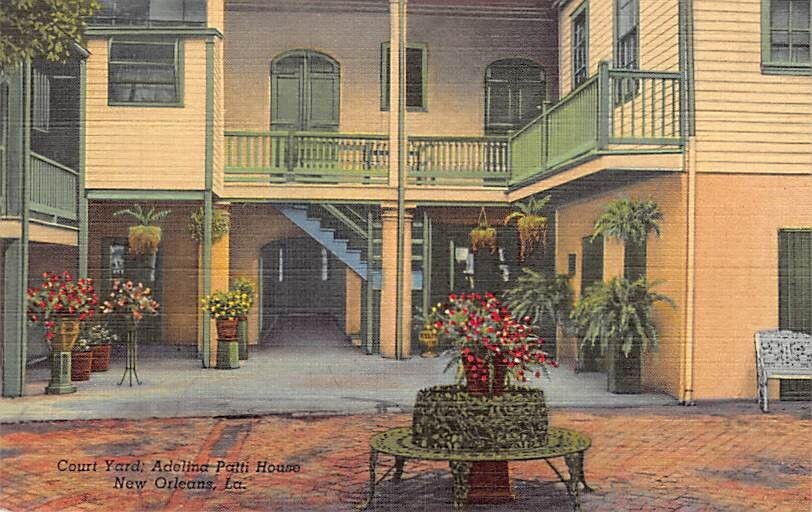 Postcard LA: Court Yard Adelina Patti House, New Orleans, Louisiana, Vintage