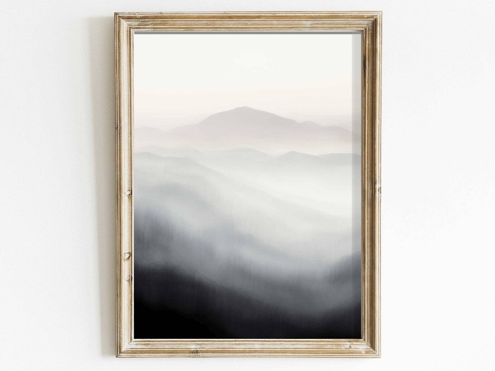 Abstract Forest Mountain Watercolor Nature Print Minimalist Landscape Art-image
