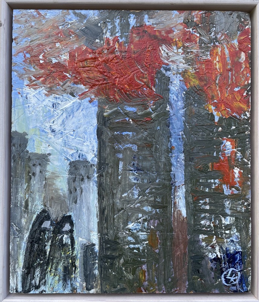 Modern Abstract Art Composition with Figures, Danish Midcentury Vintage Design-image