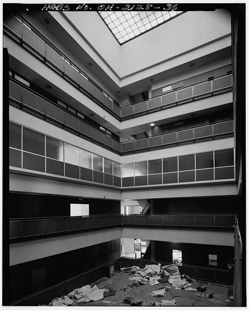 36. View southeast: 6th floor: atrium 2/23/89 - Society National Bank Building,