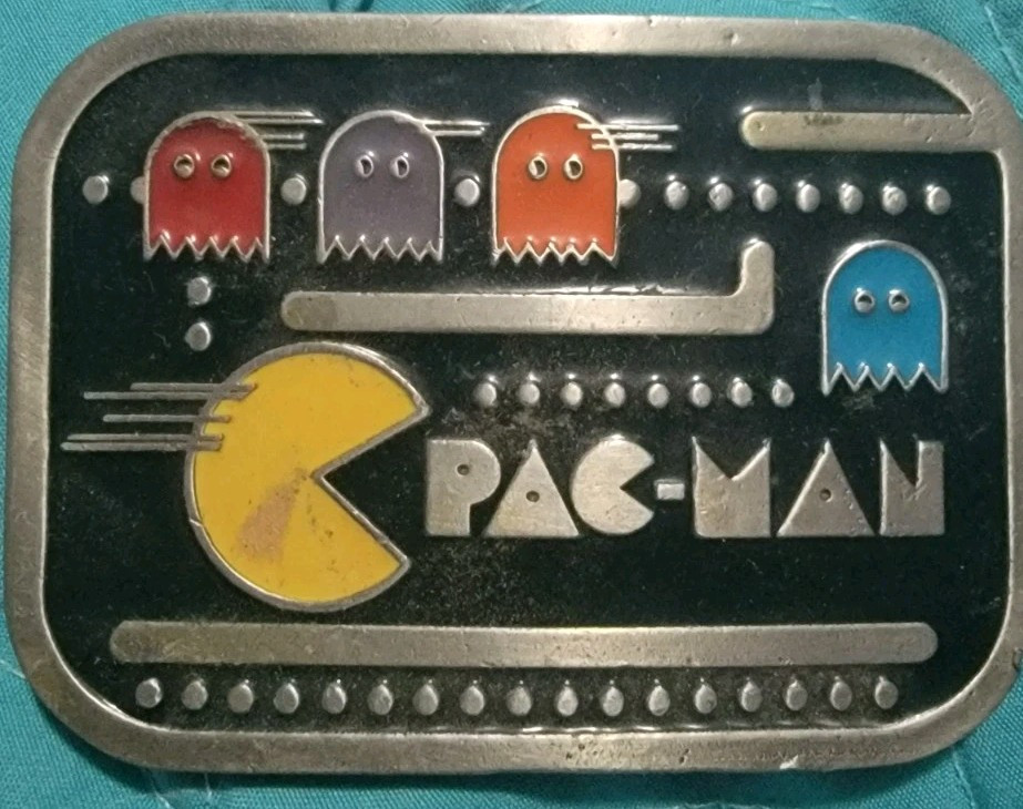 Vintage Pac-Man Arcade Video Game Metal Belt Buckle 1980's Classic Enamel Colors
