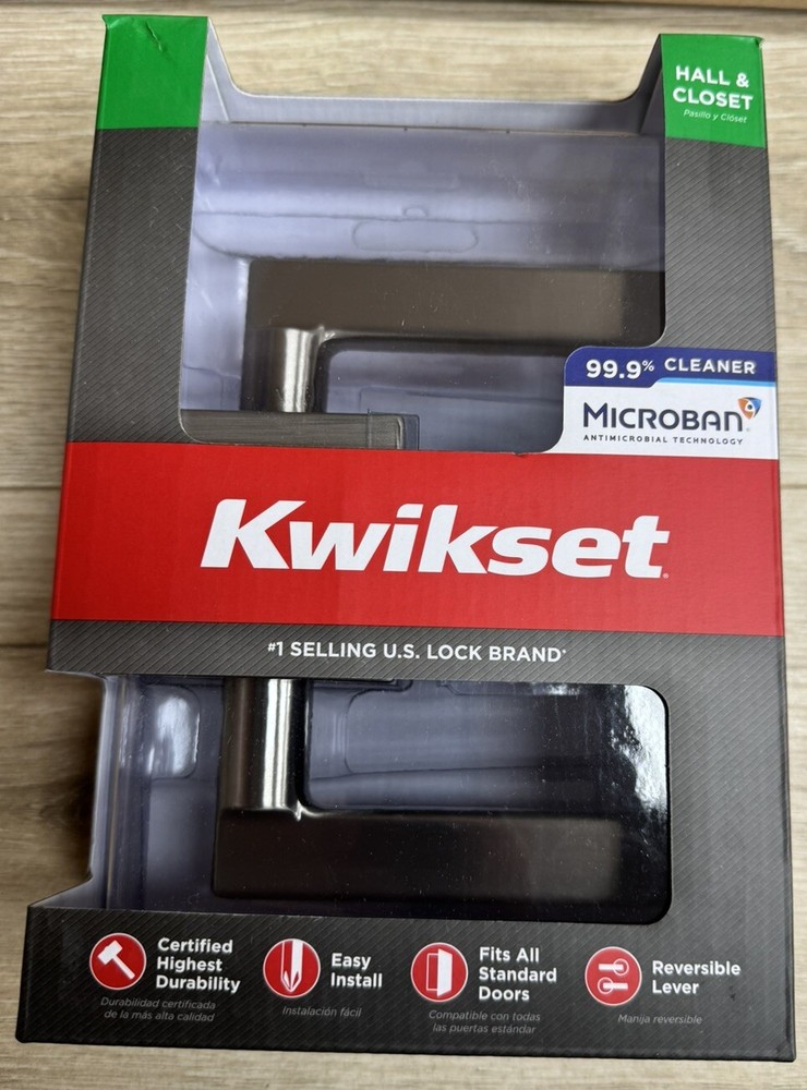 Kwikset Halifax Square Hall/Closet Door lever Satin Nickel 97200-854 NEW