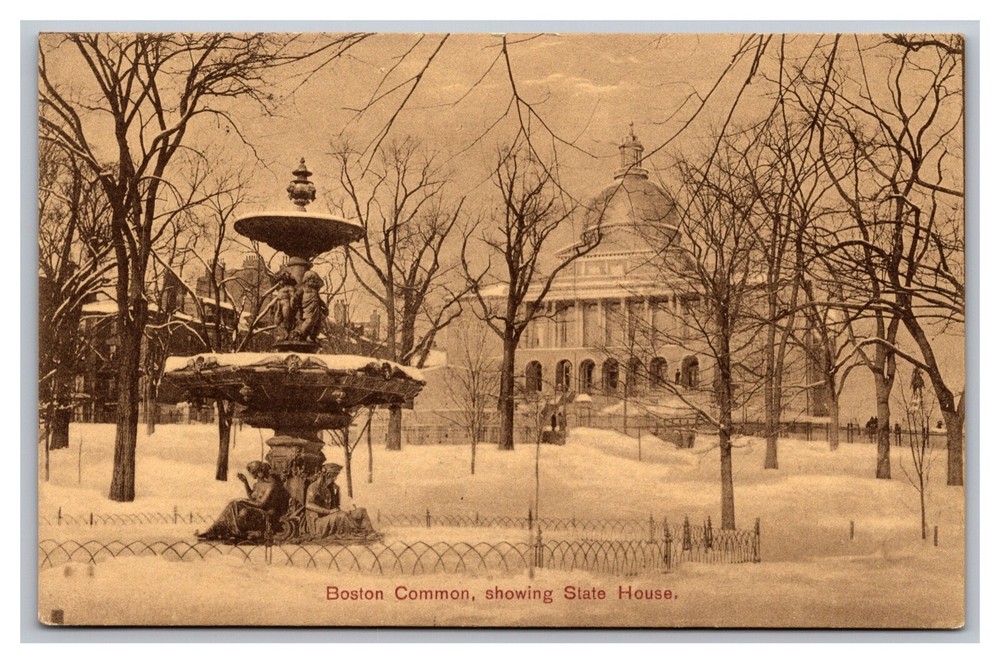 Boston Common, MA Massachusetts & State House, Divided Back Postcard Posted 1910