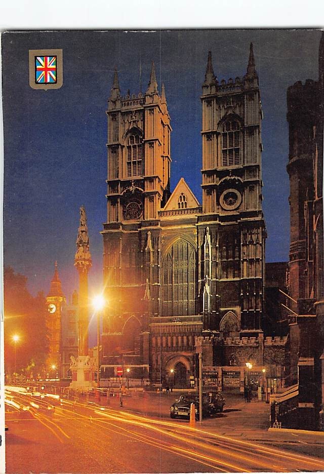 Postcard The West Towers by night Westminster Abbey London England