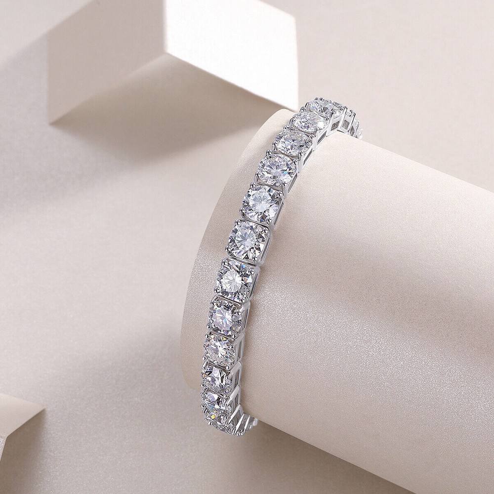 6.5mm Round Cut VVS1 Moissanite Tennis Bracelet in 925 Sterling Silver for Birthday Gifts