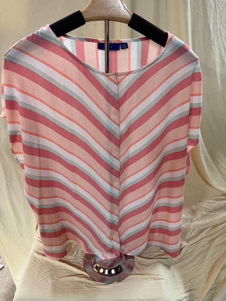 Apt. 9 Women's Short Sleeve Blouse Peach Multicolor Size XXL