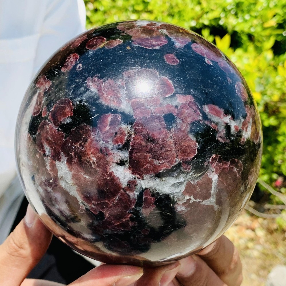 7.54LB Natural Garnet Fireworks Quartz Crystal Sphere for Healing Energy