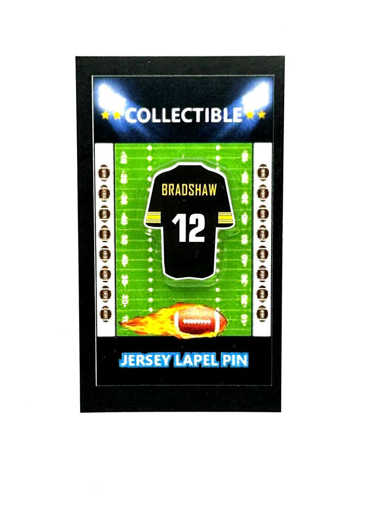 Vintage Terry Bradshaw Steelers Jersey Lapel Pin - Retro Collectible with Free Shipping
