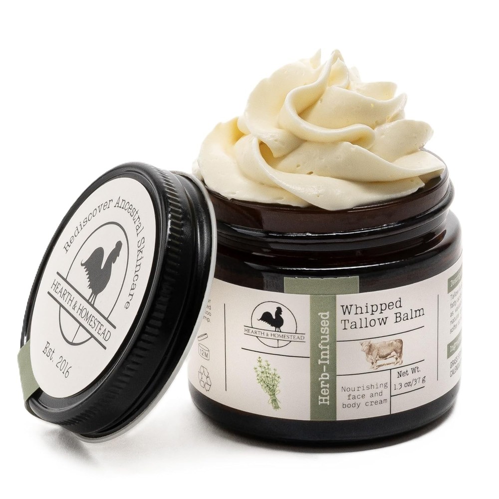 Hearth and Homestead: Handmade Whipped Tallow Balm (Unscented/Herb-Infused) - Or