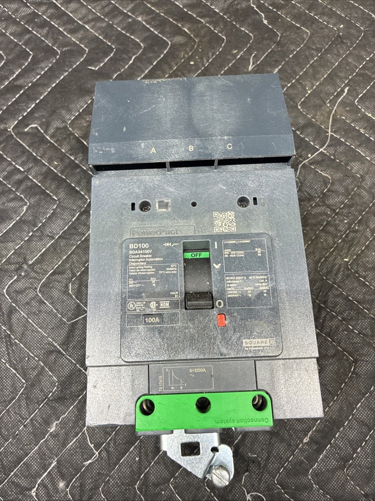 Square D BDA34100Y PowerPacT Circuit Breaker 100A, 480/277VAC, 3-Pole I-Line-NEW