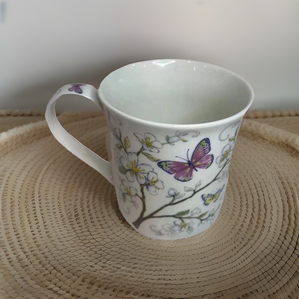 Burton & Burton Mug Butterfly Floral Spring Porcelain/Bone China Elegant