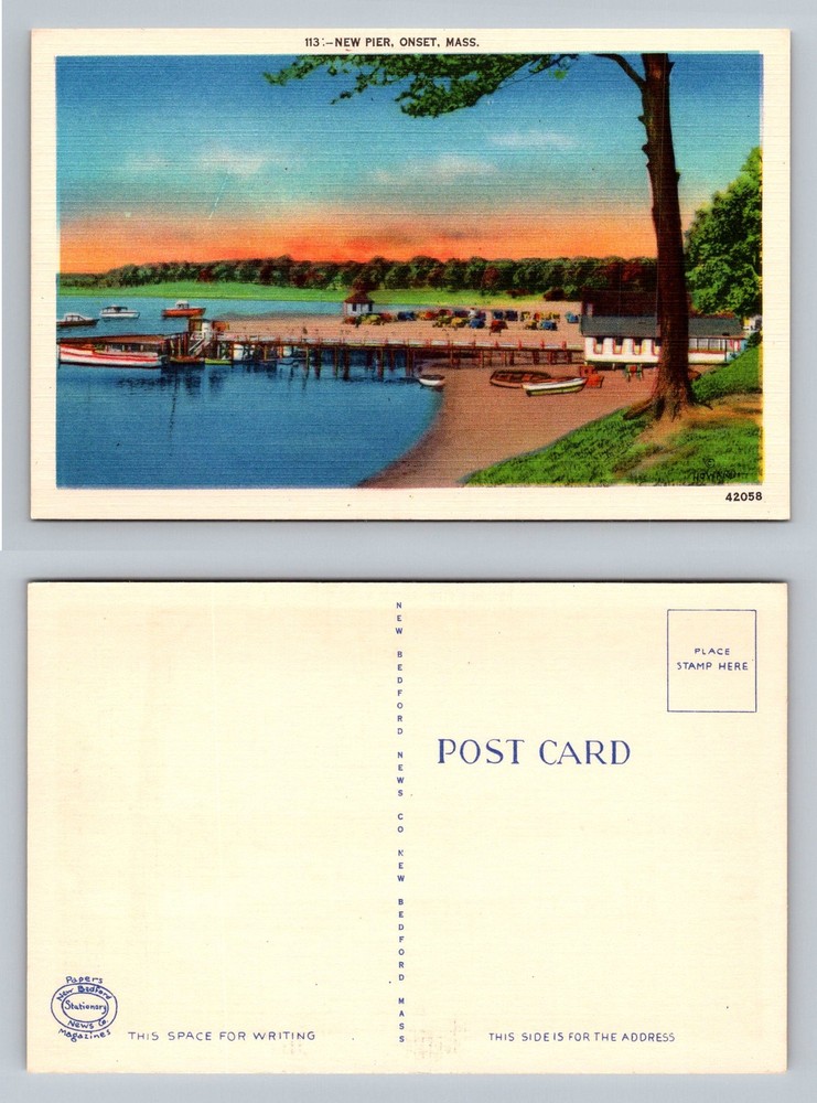 Onset, MA-Massachusetts, New Pier Harbor Boats Waterfront Vintage Postcard