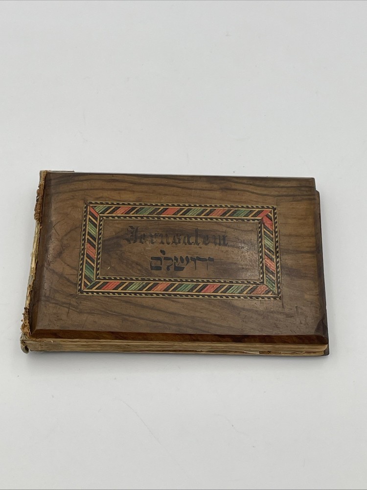 VTG Flowers The Holy Land  Jerusalem Olive  Wood Pressed Flower Book Souvenir G3