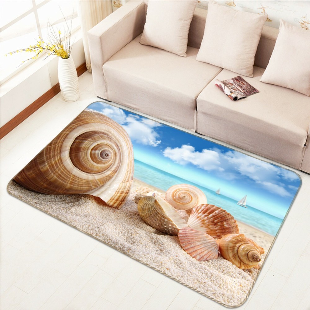 3D Beach Conch Shell Non-Slip Rug Mat Elegant Photo Carpet O3132