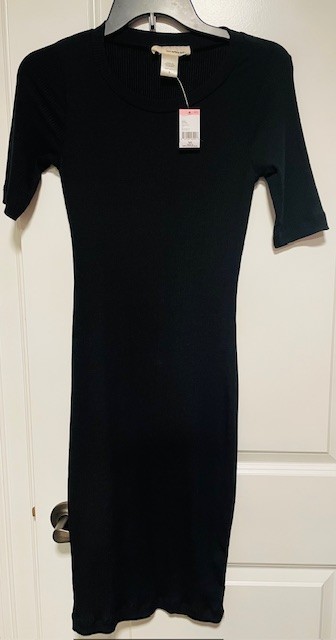 One Urban Day Size S  Black Shirt Dress Stretch Mini Short Sleeve