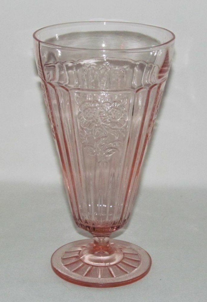 Hocking Glass MAYFAIR Open Rose Pink Footed 15oz Iced Tea Tumbler