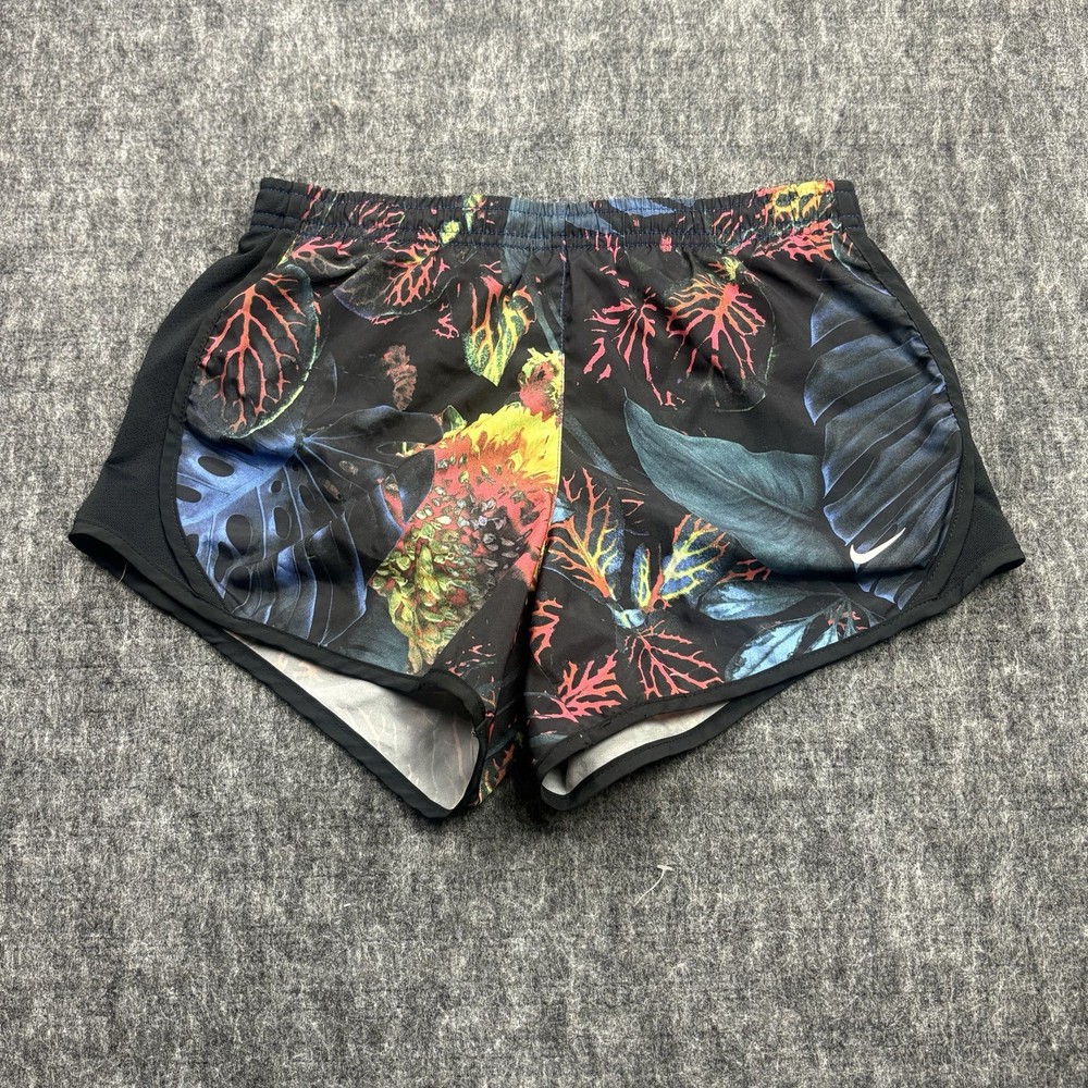 Nike Dri-FIT Running Shorts Women’s M Black Floral Lined Athletic Active