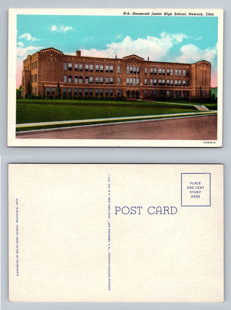 Newark, OH-Ohio, Roosevelt Junior High School Brick Building Vintage Postcard