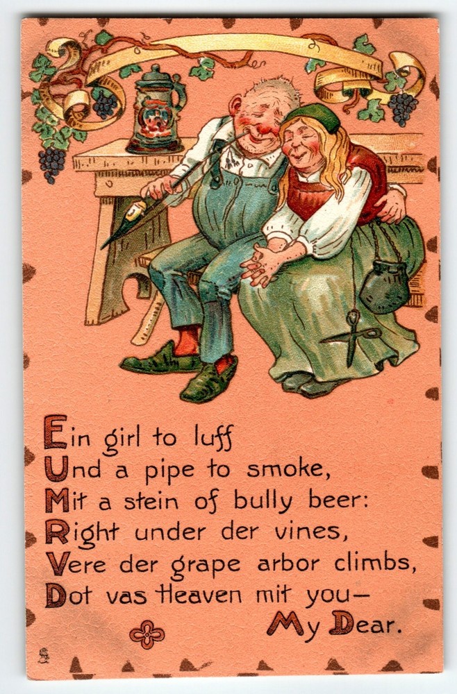 Valentines Day Postcard Tuck Series 114 Irish Man Women Shamrocks Vintage 1912