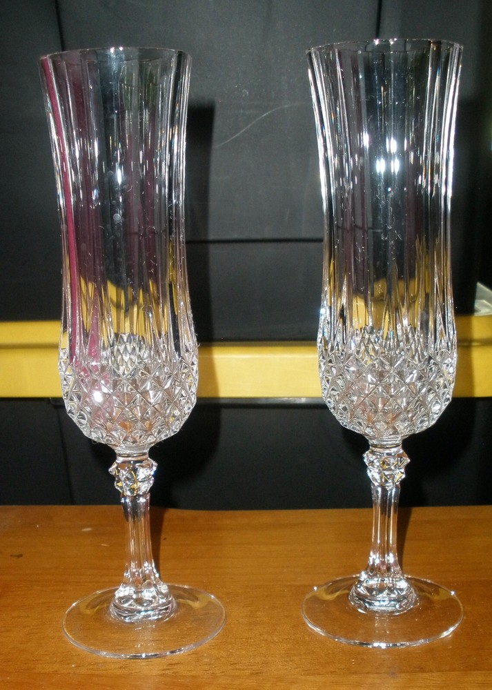 Lot of 2 CRISTAL D`ARQUES LONGCHAMP LEAD CRYSTAL Champagne GLASSES 8