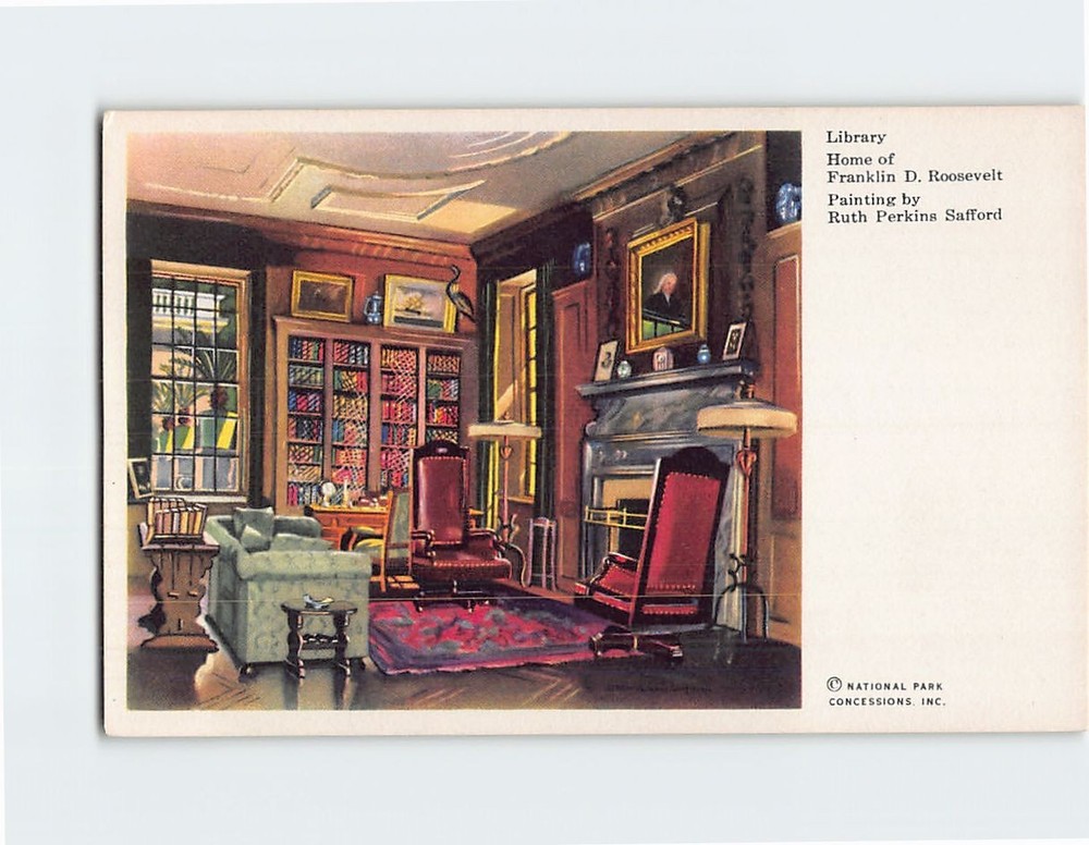 Postcard Library Home of Franklin D. Roosevelt Painting by Ruth Perkins Safford