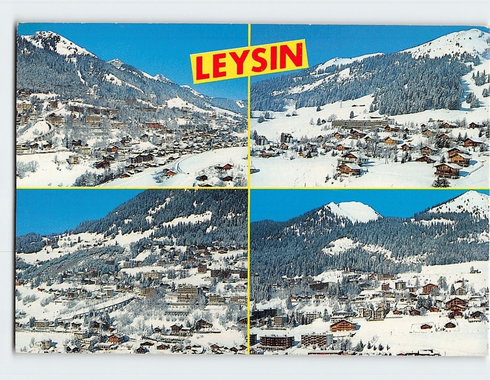 Postcard Multiple Winter Scene At Leysin Switzerland