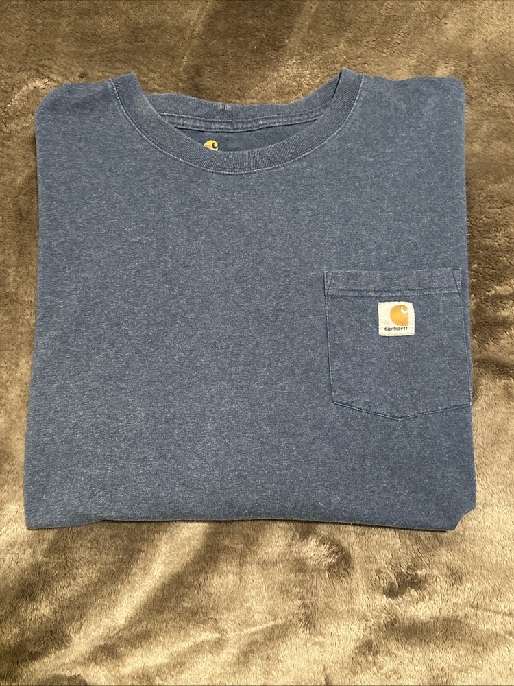 Carhartt Men's Heather Navy Blue Pocket T-Shirt 4XL Original Fit Work Tee K87
