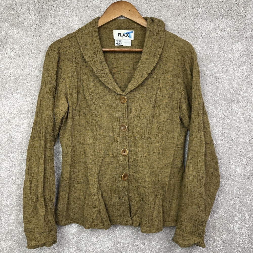 Flax Cotton Linen Blend Lagenlook Button Front Tunic Shirt Petite