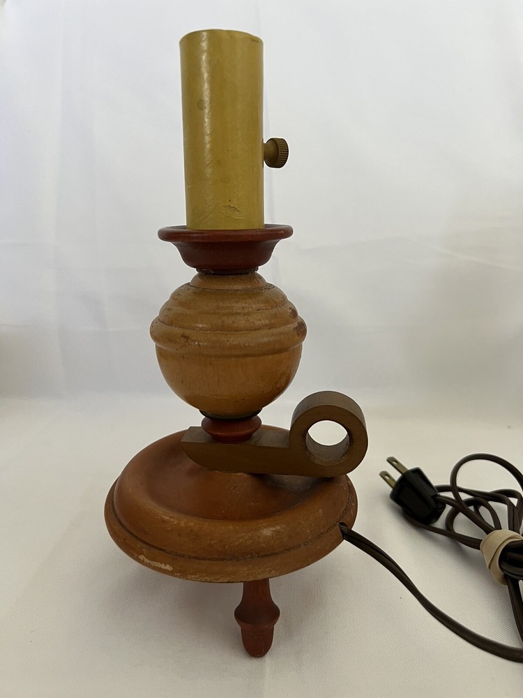 Vintage 60’s MCM Teak Or Myrtle Wood Base Table Desk Lamp *tested & works*
