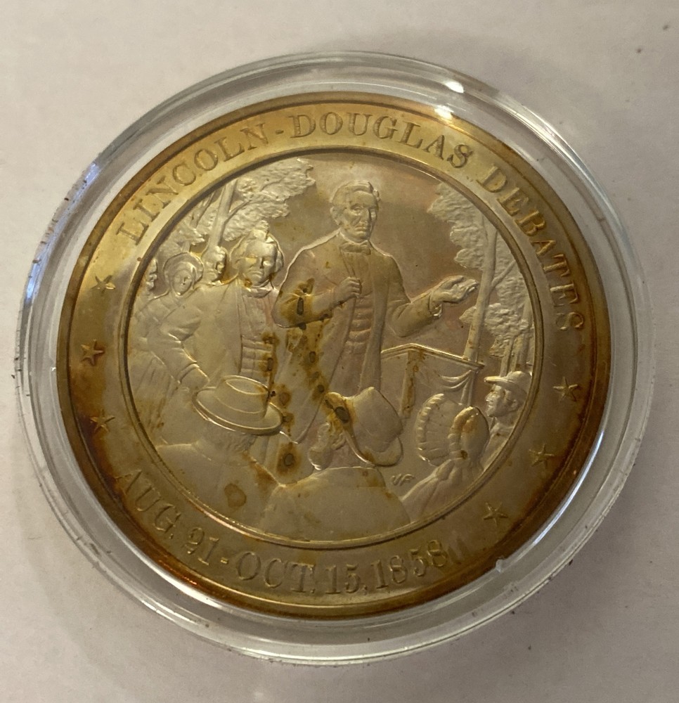 1858 Lincoln Douglas Debates Franklin Mint Solid Bronze Commemorative Coin