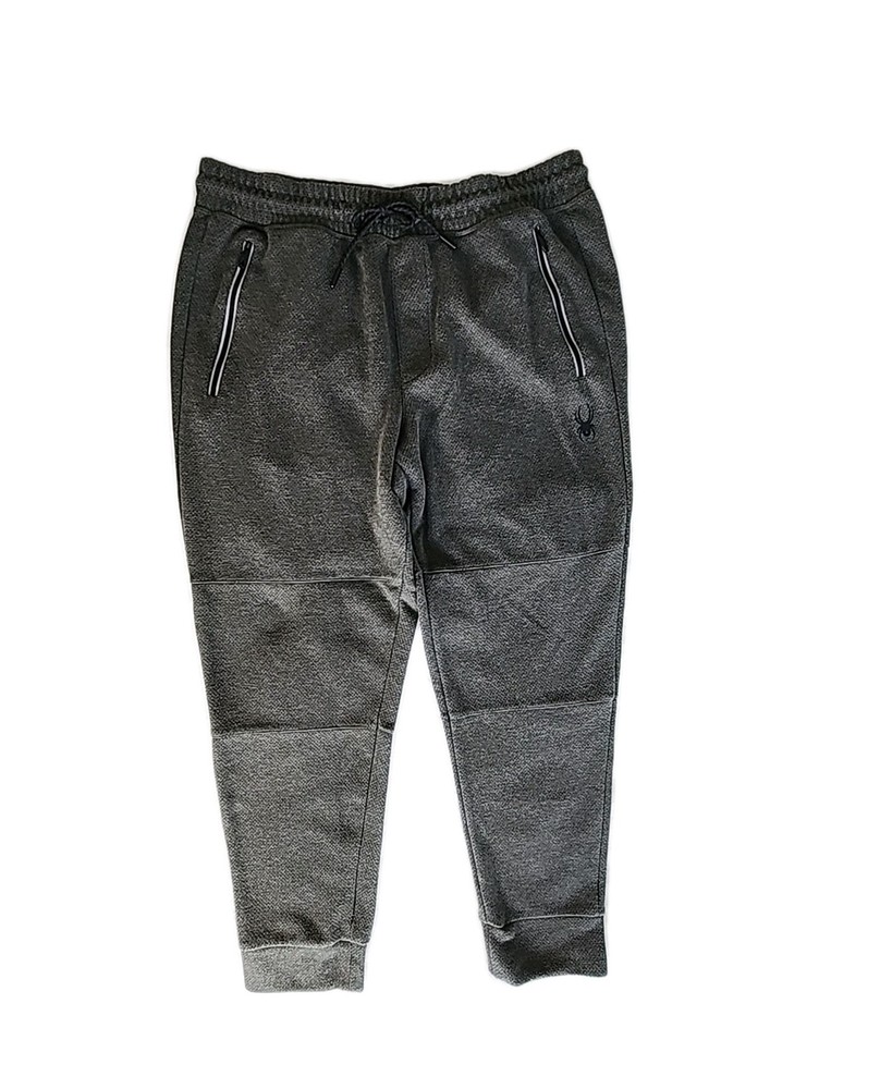 Spyder Active Men's Large Gray Textured Jogger Pants Drawstring Zip Pockets EUC