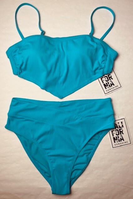 NWT California sunshine BIKINI top bottom teal blue MIX & MATCH size S M L XL