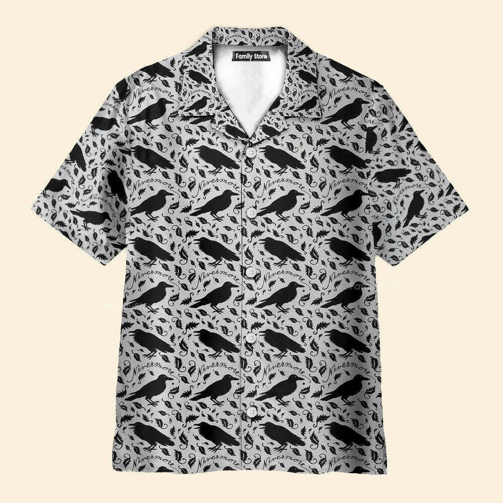 Nevermore Edgar Allan Poe Raven Design Hawaiian Shirt