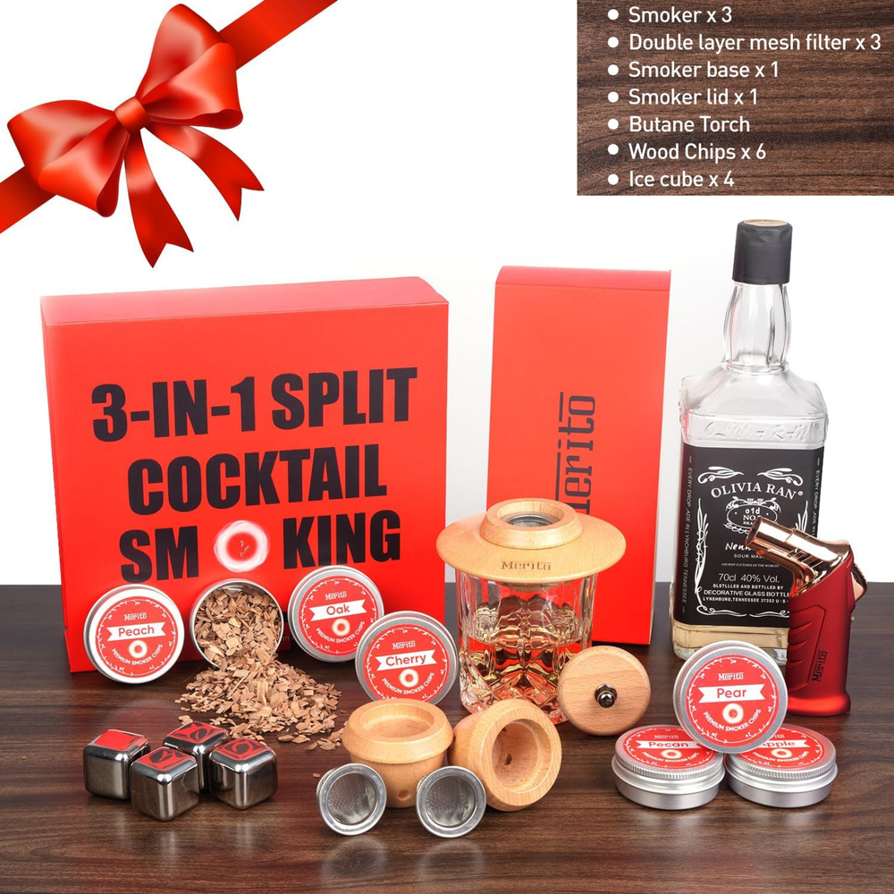 Cocktail Smoker Kit with Torch 6 Wood Chips Old Fashioned Whiskey Bourbon Kit US