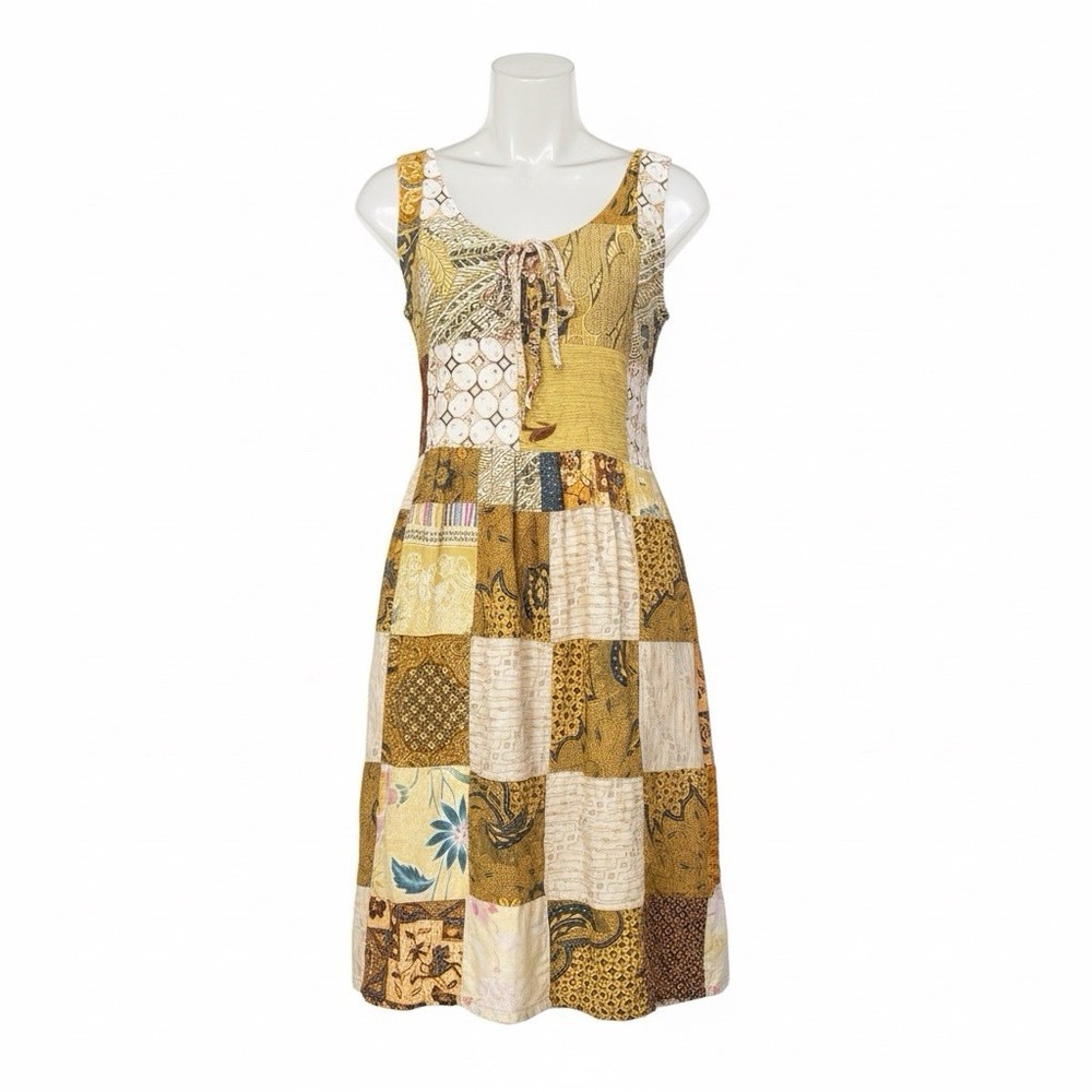 Jaded Gypsy Patchwork Quilt Midi Dress Size Small/Med Boho Prairie Cottagecore