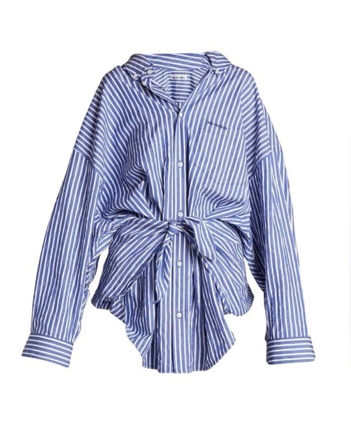 NWT Balenciaga Unisex Oversized Stripped Poplin Shirt Runway Size 3 Authentic