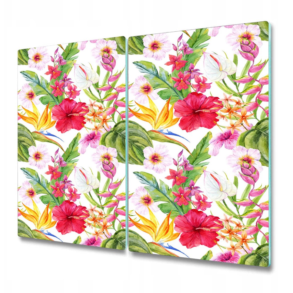 Glass Chopping Board Utensil Worktop Saver Exotic hibiscus floral red 2x30x52