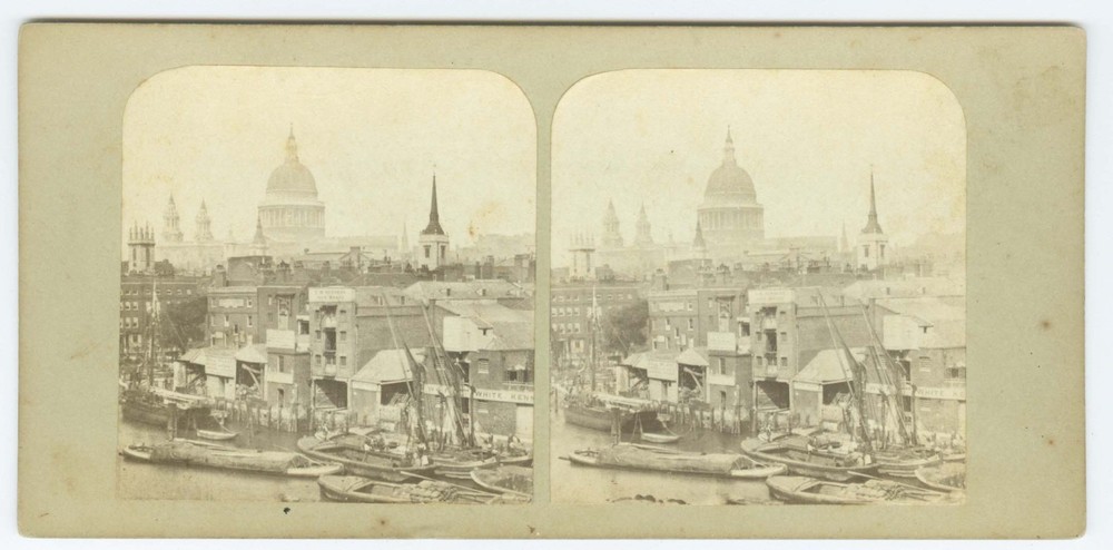 G2555~ LONDON ENGLAND – St Paul’s & Boats c.1850s Stereoview – Negretti/Zambra
