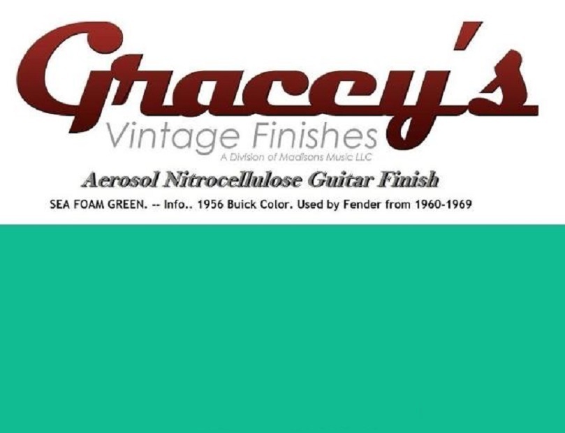 -Seafoam Green- Gracey's Vintage Finishes Nitrocellulose Guitar Lacquer Aerosol.
