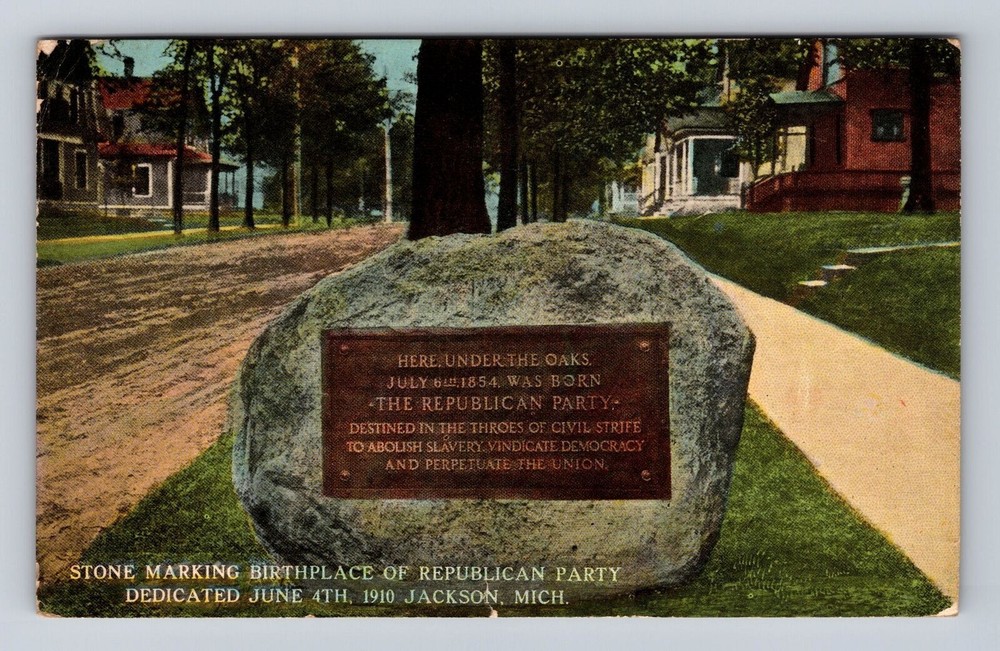 Jackson MI-Michigan, Plaque Birthplace Republican Party Vintage c1913 Postcard