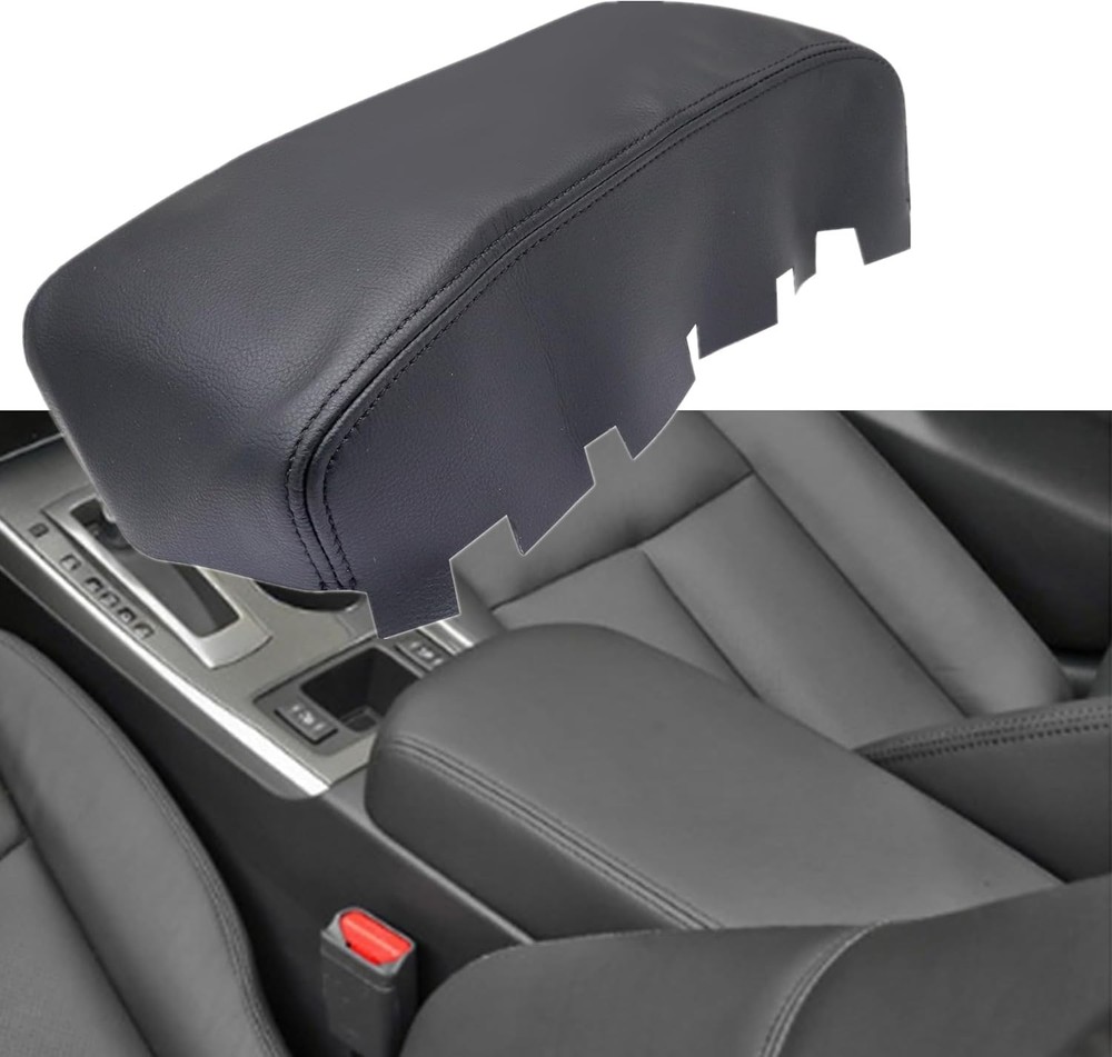 Car Center Console Armrest Lid Replacement Leather Armrest Pad Cover Black Compa