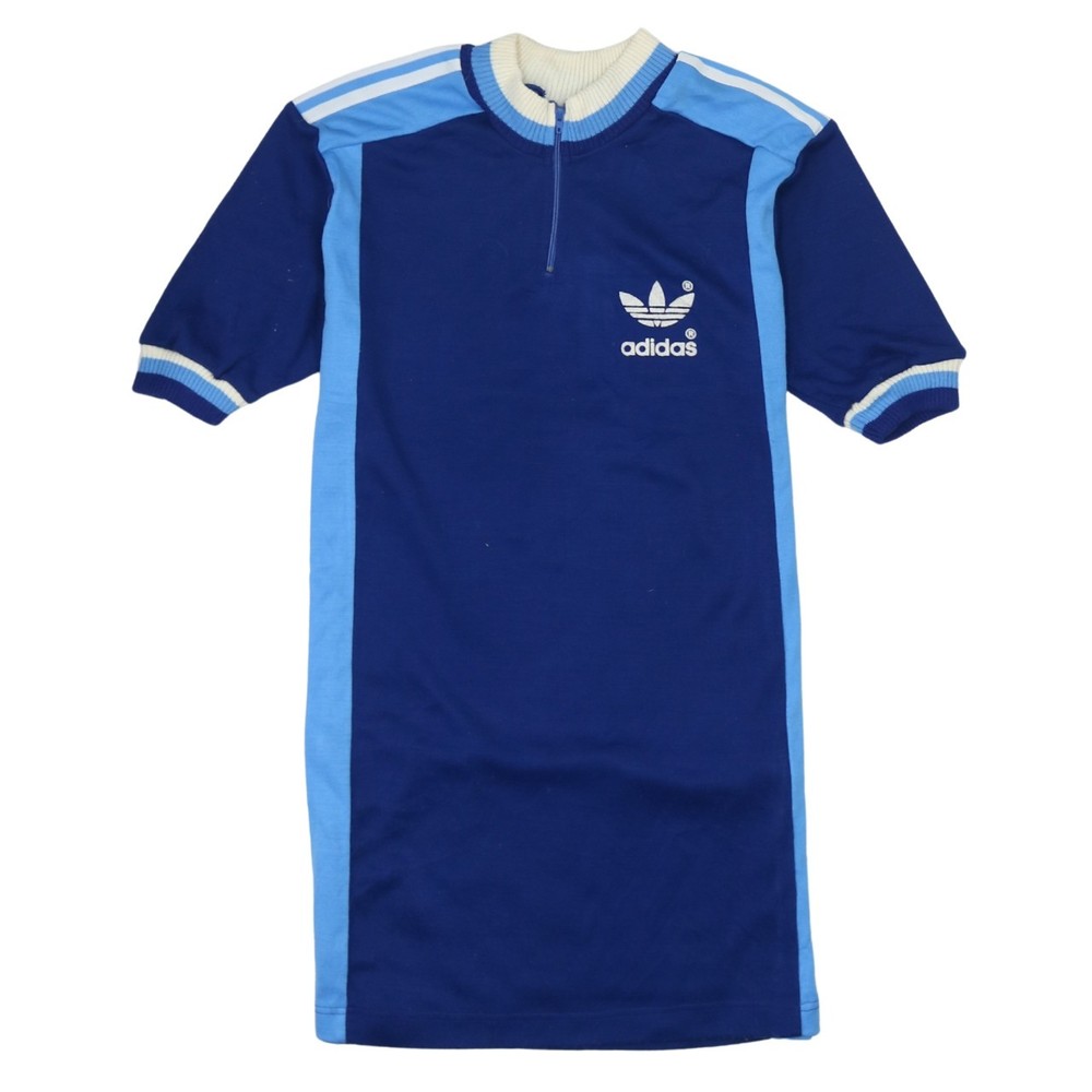 Adidas Mens T Shirt Blue Vintage Colourblock Half Zip Trefoil Logo Sports S