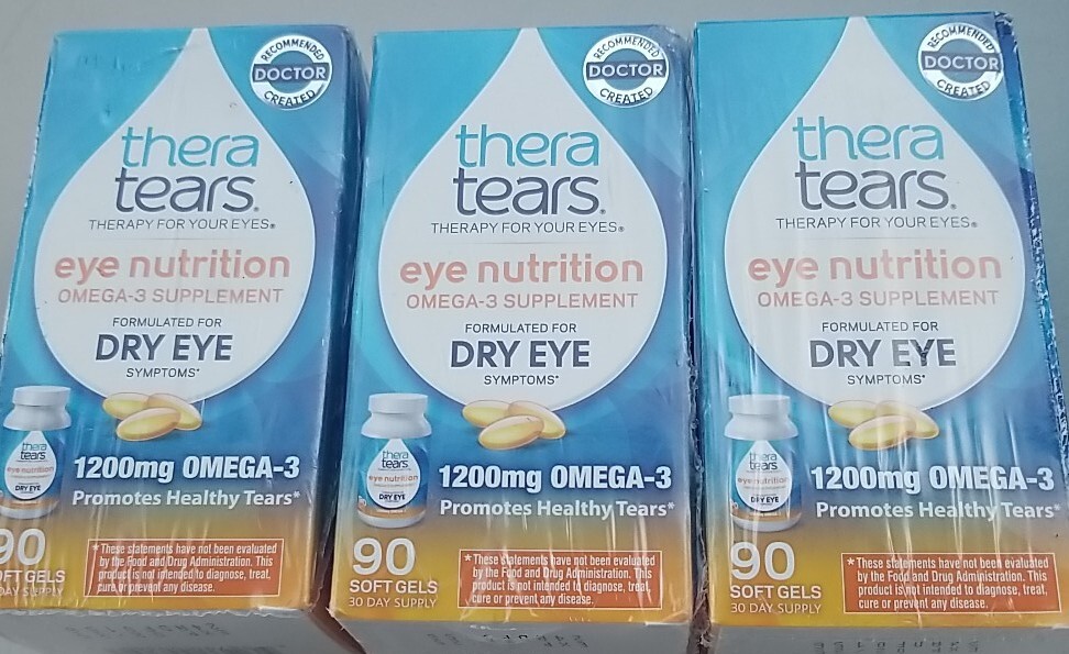 Thera Tears EYE NUTRITION 1200mg Omega-3 Healthy Tears 90 softgels 02/25 3 Pack