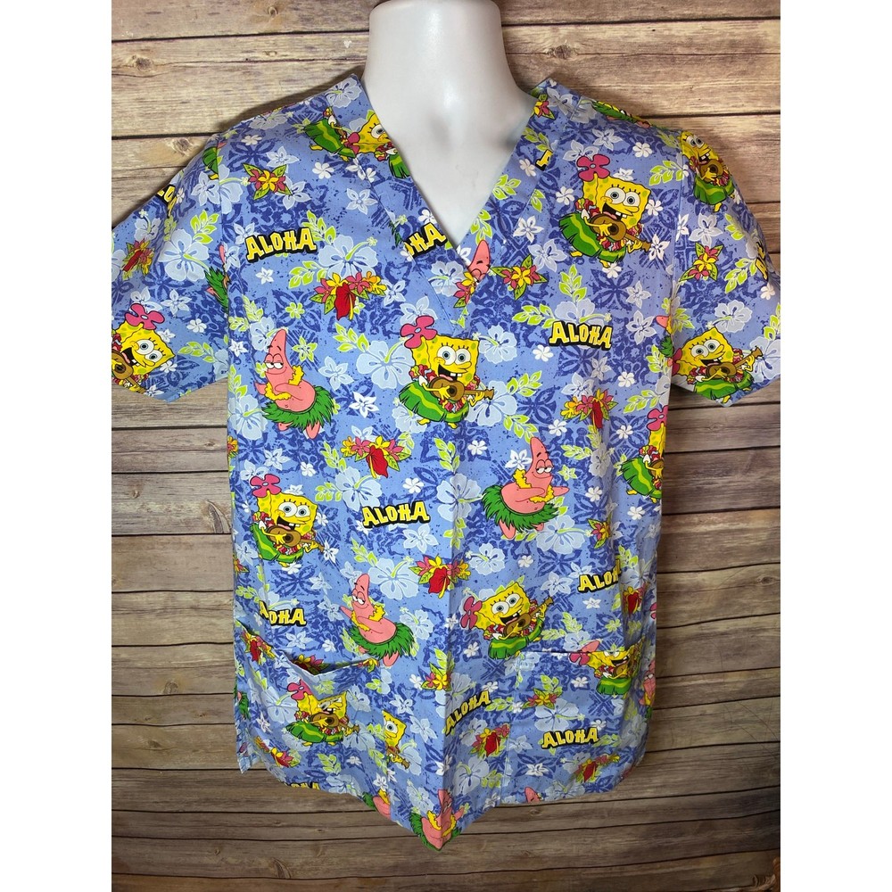 Vintage SpongeBob SquarePants Scrub Top – Women’s Small – Nickelodeon 2000s